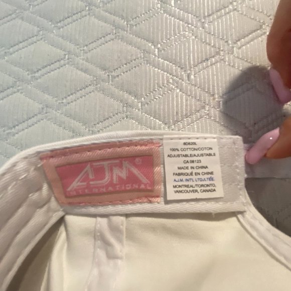 White Baseball Cap with Pink Crystal Breast Cancer Awareness Ribbon NWOT - Picture 4 of 9